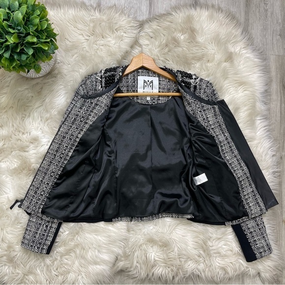 Milly Studded Leather-Trim‎ Tweed Jacket - Picture 8 of 10